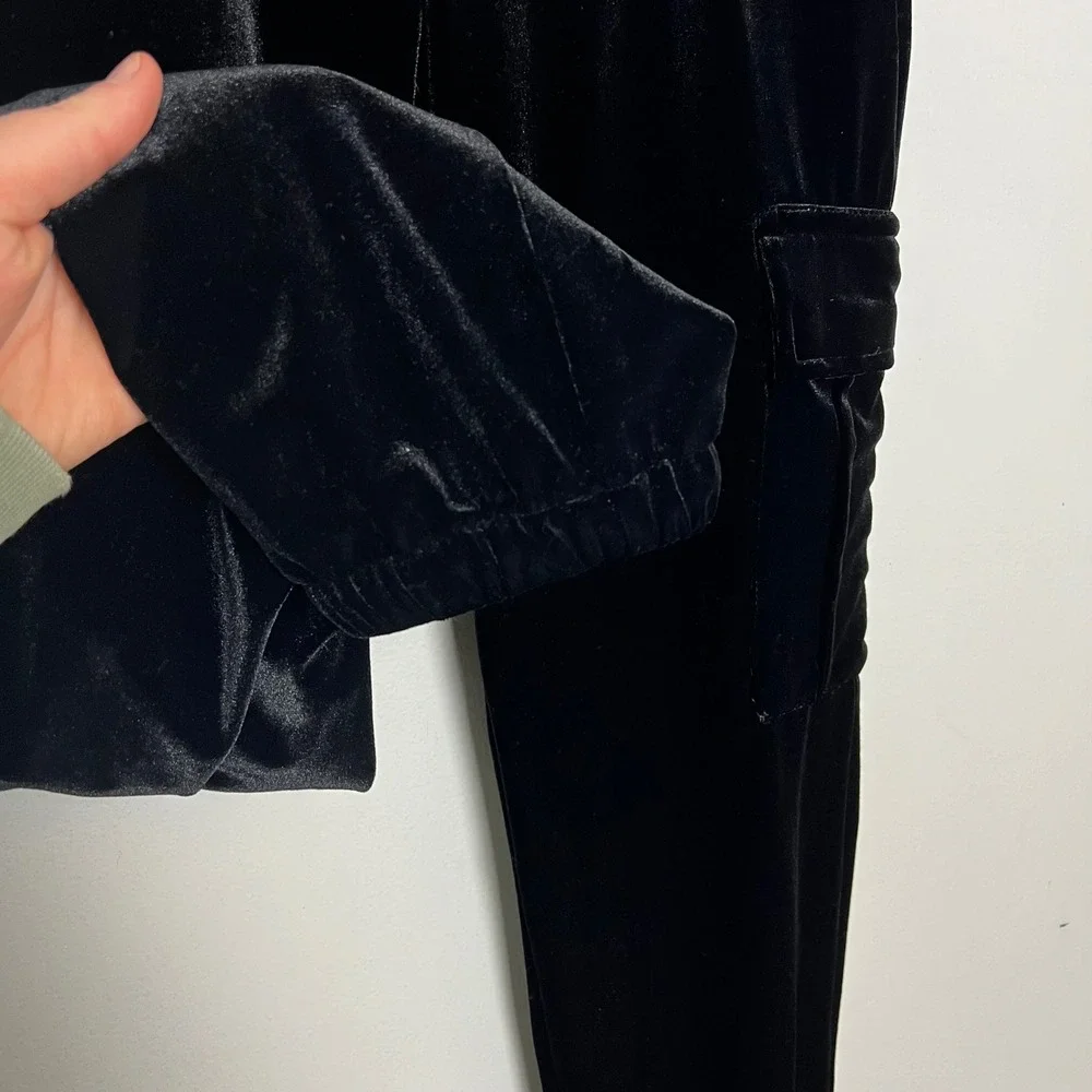 Sanctuary Womens Black‎ Velvet Cargo Joggers Tapered Elastic Waist Pants Small
